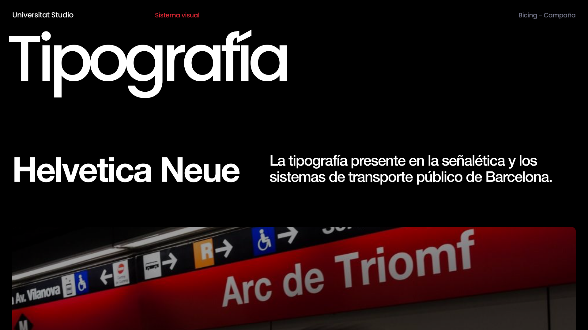Helvetica Neue type specimens beside Barcelona transport signs